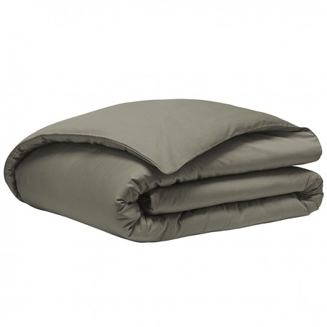 Alexandre Turpault - Housse de couette unie en satin de coton Bio 120 fils/cm² Teophile Kaki