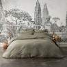 Alexandre Turpault - Housse de couette unie en satin de coton Bio 120 fils/cm² Teophile Kaki
