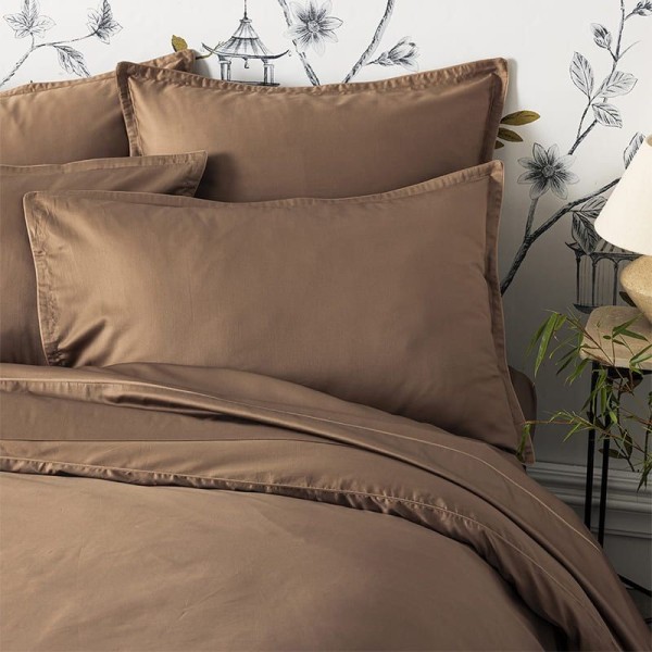 Alexandre Turpault - Housse de couette unie en satin de coton Bio 120 fils/cm² Teophile Biche