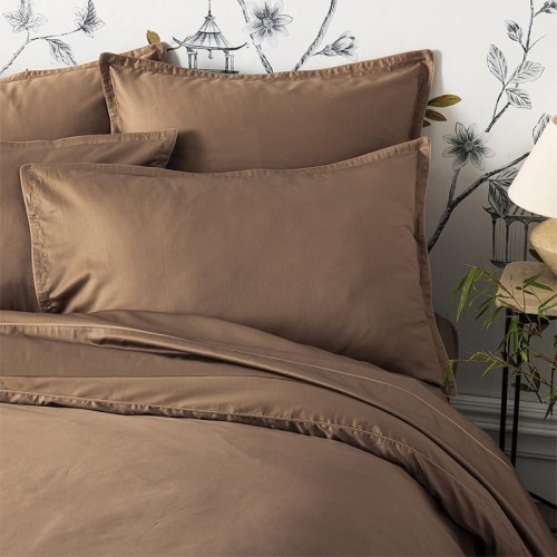 Alexandre Turpault - Housse de couette unie en satin de coton Bio 120 fils/cm² Teophile Biche