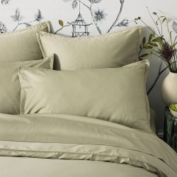 Alexandre Turpault - housse de couette unie en satin de coton Bio 120 fils/cm² Teophile Tilleul