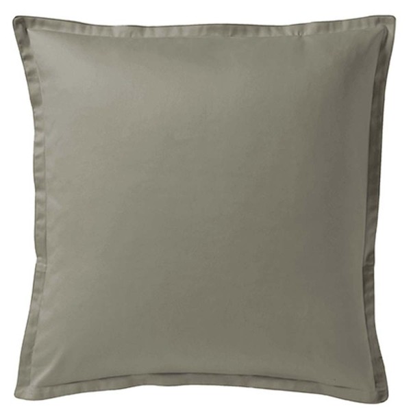 Taie d'oreiller carrée en satin de coton uni Teophile Kaki