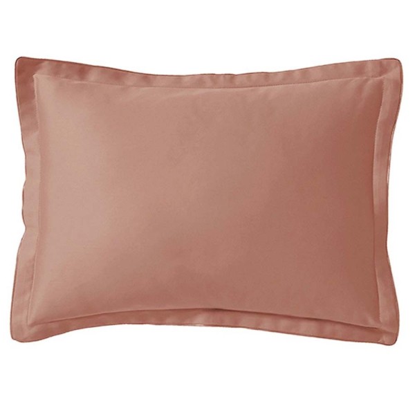 Taie d'oreiller rectangle en satin de coton uni Teophile Terre cuite