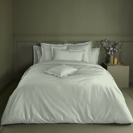 Garnier-Thiébaut - Parure de lit unie en percale de coton 90 fils/cm² Olana Jade
