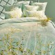 Garnier-Thiébaut - Parure de lit imprimée en satin de coton 120 fils/cm² Mimosas d'été Turquoise