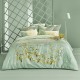 Garnier-Thiébaut - Parure de lit imprimée en satin de coton 120 fils/cm² Mimosas d'été Turquoise
