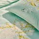 Garnier-Thiébaut - Parure de lit imprimée en satin de coton 120 fils/cm² Mimosas d'été Turquoise