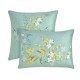 Garnier-Thiébaut - Taies d'oreiller imprimées en satin de coton 120 fils/cm² Mimosas d'été Turquoise