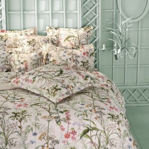 Garnier-Thiébaut - Tissu imprimé en satin de coton 120 fils/cm² Prairie Légère Beige 2