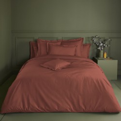 Garnier-Thiébaut - Tissu pour drap en percale de coton unie 90 fils/cm² Olana Rouille
