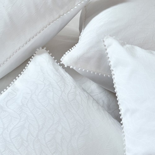 Garnier-Thiébaut - Tissu jacquard en satin de coton 130 fils/cm² Alula Blanc