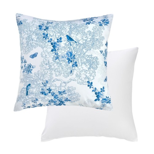Garnier-Thiébaut - Tissu imprimé en percale de coton 80 fils/cm² Volière Bleu