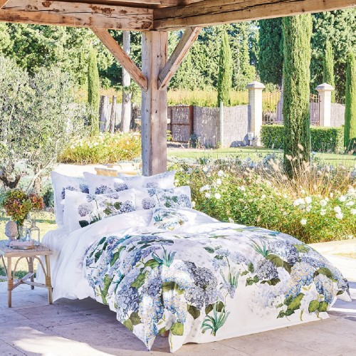 Garnier-Thiébaut - Tissu pour drap et Housse de couette imprimé en percale de coton 80 fils/cm² Maelys Bleu