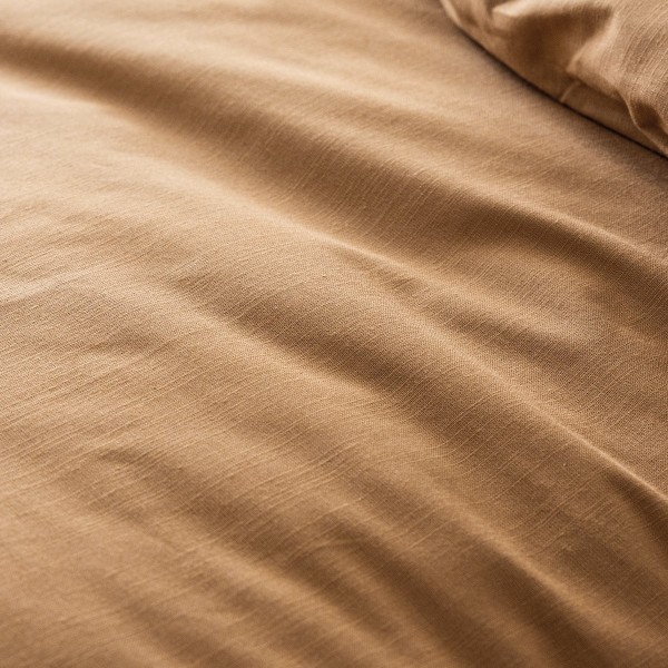 Le Jacquard Français - Housse de couette unie coton flammé Eclat Cannelle