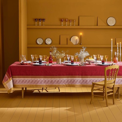 Nappe jacquard pur coton antitache Alexandria Rubis, Garnier-Thiébaut