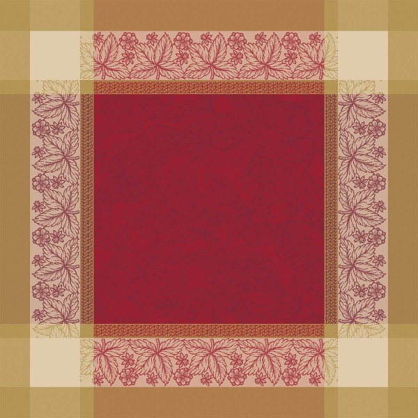 Serviettes de table jacquard pur coton Alexandria Rubis, Garnier-Thiébaut