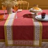 Chemin de table pur coton antitache jacquard Alexandria Rubis, Garnier-Thiébaut