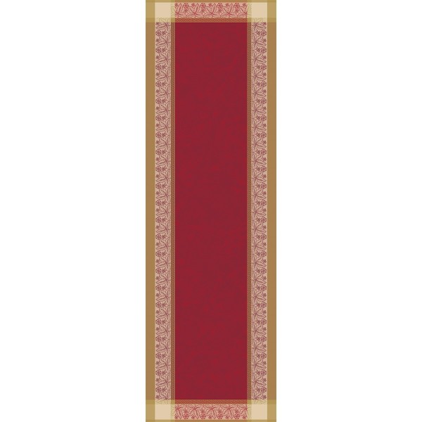 Chemin de table pur coton antitache jacquard Alexandria Rubis, Garnier-Thiébaut