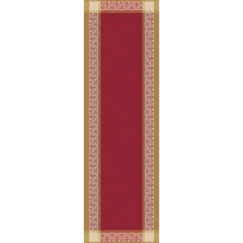 Chemin de table pur coton antitache jacquard Alexandria Rubis, Garnier-Thiébaut