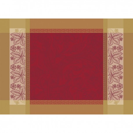 Sets de table pur coton antitache jacquard Alexandria Rubis, Garnier-Thiébaut