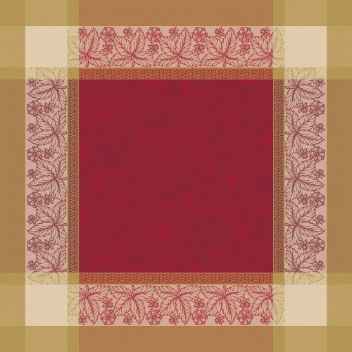 Serviettes de table pur coton jacquard Alexandria Rubis, Garnier-Thiébaut
