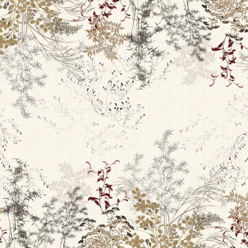 Nappe imprimée métis lin et coton lavé Bambous Parchemin, Garnier-Thiébaut