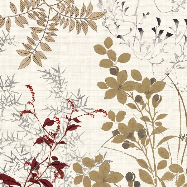 Serviettes de table imprimées métis lin et coton lavé Bambous Parchemin, Garnier-Thiébaut