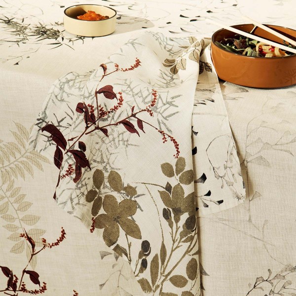 Serviettes de table imprimées métis lin et coton lavé Bambous Parchemin, Garnier-Thiébaut