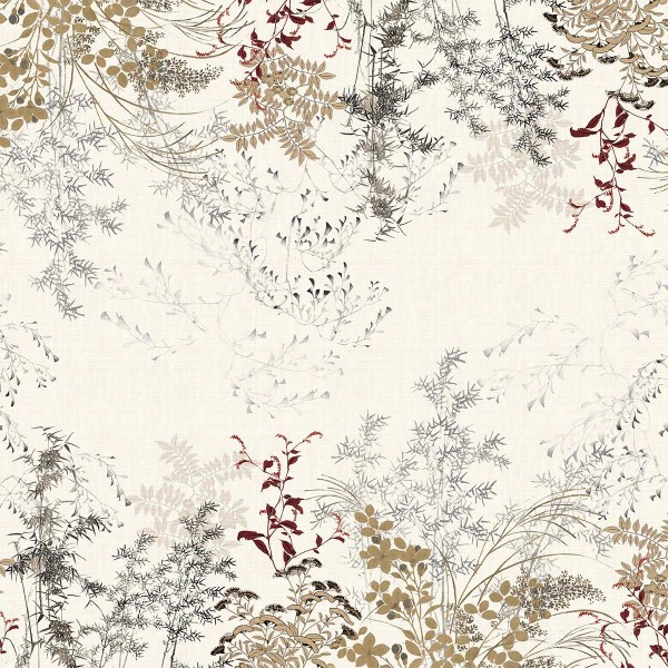 Nappe imprimée métis lin et coton lavé Bambous Parchemin, Garnier-Thiébaut 