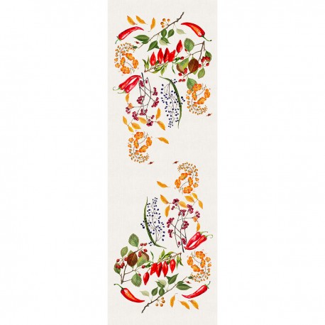 Chemin de table imprimé métis lin et coton lavé Piments doux Caliente, Garnier-Thiébaut