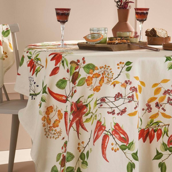Nappe imprimé métis lin et coton lavé Piments doux Caliente, Garnier-Thiébaut