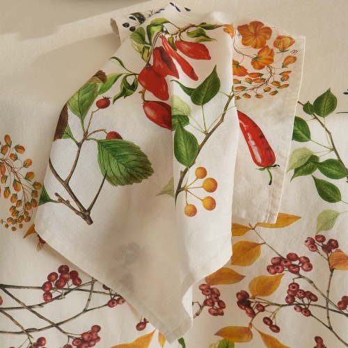 Serviettes de table imprimé métis lin et coton lavé Piments doux Caliente, Garnier-Thiébaut