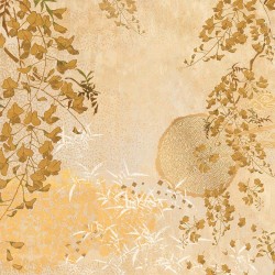 Serviettes de table imprimé métis lin/coton lavé Soleil d'or Doré, Garnier-Thiébaut 