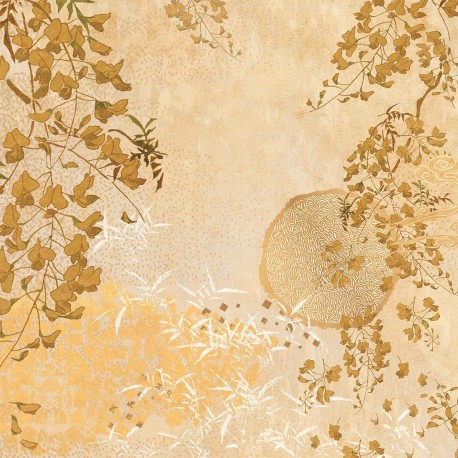 Serviettes de table imprimé métis lin/coton lavé Soleil d'or Doré, Garnier-Thiébaut 