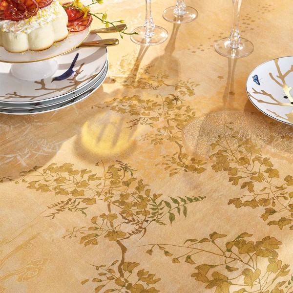 Nappe imprimé métis lin/coton lavé Soleil d'or Doré, Garnier-Thiébaut