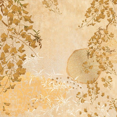 Serviettes de table imprimé métis lin/coton lavé Soleil d'or Doré, Garnier-Thiébaut