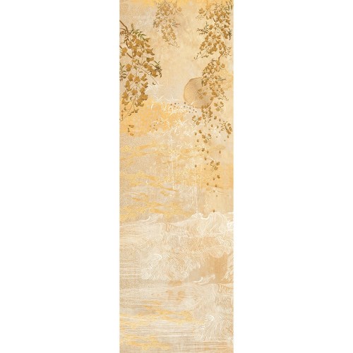Chemin de table imprimé métis lin/coton lavé Soleil d'or Doré, Garnier-Thiébaut