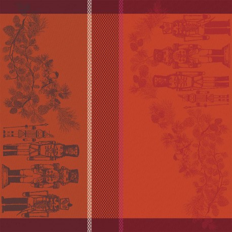 Serviettes de table jacquard coton Casse noisettes Rouge festif, Garnier-Thiébaut 