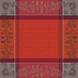 Petit Carré déco jacquard coton antitache Casse noisettes Rouge festif, Garnier-Thiébaut