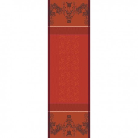 Chemin de table jacquard coton antitache Casse noisettes Rouge festif, Garnier-Thiébaut