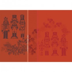 Sets de table jacquard coton antitache Casse noisettes Rouge festif, Garnier-Thiébaut 