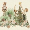 Serviettes de table imprimé métis lin et coton lavé Noel vintage Doré, Garnier-Thiébaut (par 4)