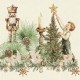 Serviettes de table imprimé métis lin et coton lavé Noel vintage Doré, Garnier-Thiébaut