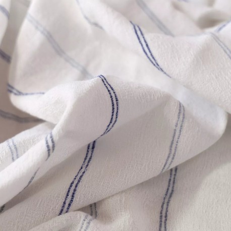 Serviettes de table jacquard coton peigné lavé Rimini Blu, Garnier-Thiébaut 