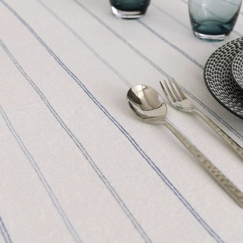 Nappe jacquard coton peigné lavé Rimini Blu, Garnier-Thiébaut 