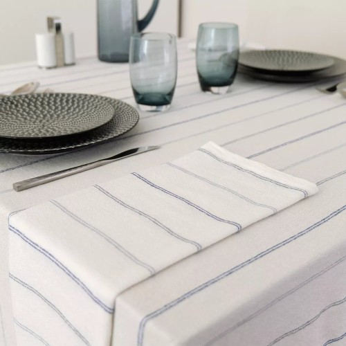 Nappe jacquard coton peigné lavé Rimini Blu, Garnier-Thiébaut 