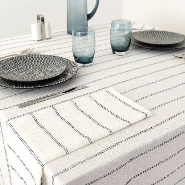 Nappe pur coton peigné lavé Rimini Nero, Garnier-Thiébaut 