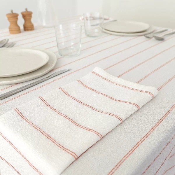Nappe de table jacquard coton peigné lavé Rimini Terracotta, Garnier-Thiébaut 