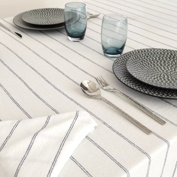 Nappe jacquard coton peigné lavé Rimini Nero, Garnier-Thiébaut 