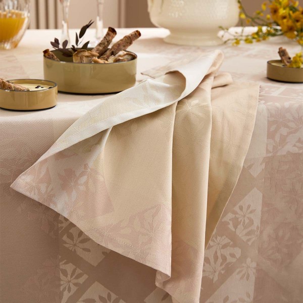 Nappes au mètre coton jacquard Mille Pistils Naturel en 160cm, Garnier-Thiébaut